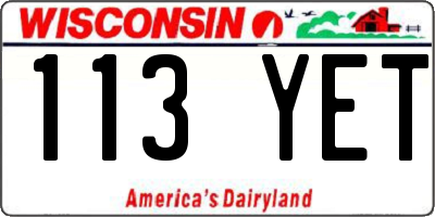 WI license plate 113YET