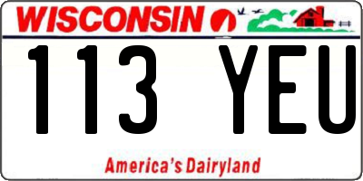WI license plate 113YEU