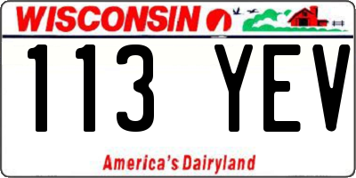 WI license plate 113YEV