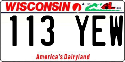 WI license plate 113YEW