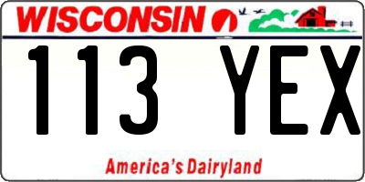 WI license plate 113YEX