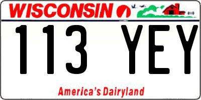 WI license plate 113YEY