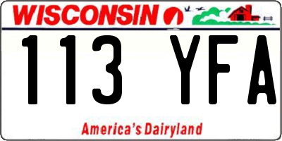 WI license plate 113YFA