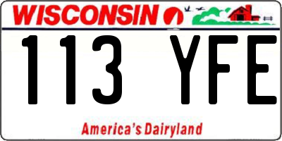 WI license plate 113YFE
