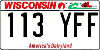WI license plate 113YFF