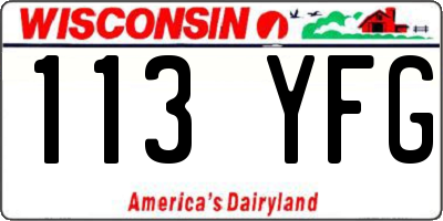 WI license plate 113YFG