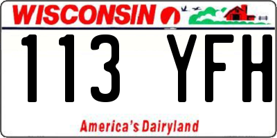 WI license plate 113YFH