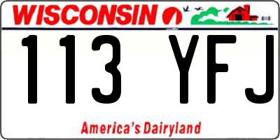 WI license plate 113YFJ
