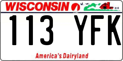 WI license plate 113YFK