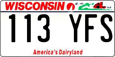 WI license plate 113YFS