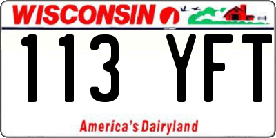 WI license plate 113YFT