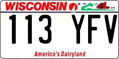 WI license plate 113YFV