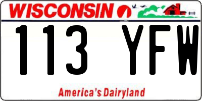 WI license plate 113YFW