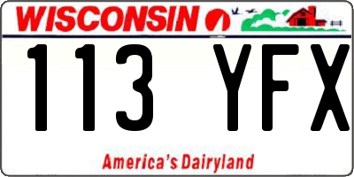 WI license plate 113YFX