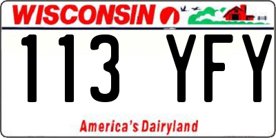 WI license plate 113YFY