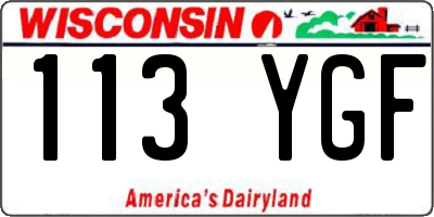 WI license plate 113YGF