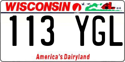 WI license plate 113YGL