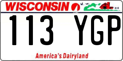 WI license plate 113YGP
