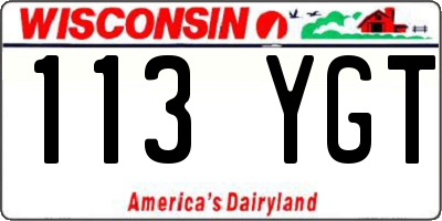 WI license plate 113YGT