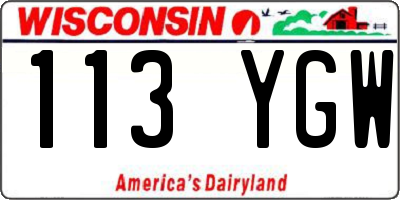 WI license plate 113YGW