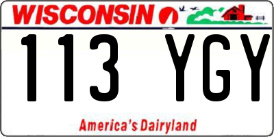 WI license plate 113YGY