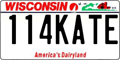 WI license plate 114KATE
