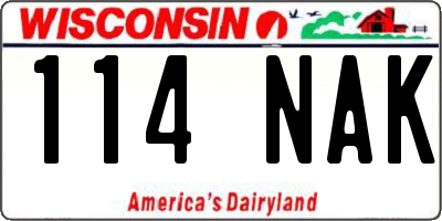 WI license plate 114NAK