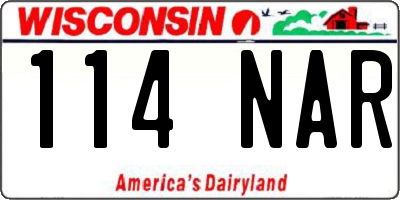 WI license plate 114NAR