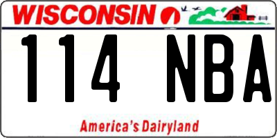 WI license plate 114NBA