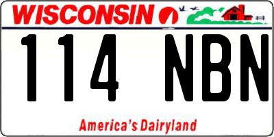 WI license plate 114NBN