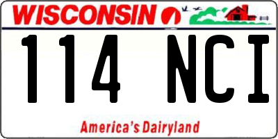 WI license plate 114NCI