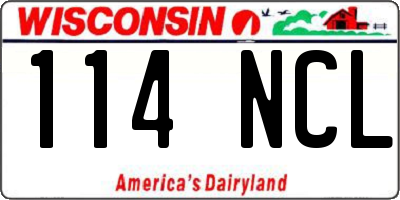 WI license plate 114NCL