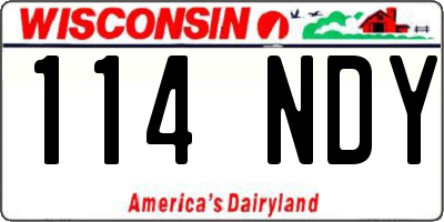 WI license plate 114NDY