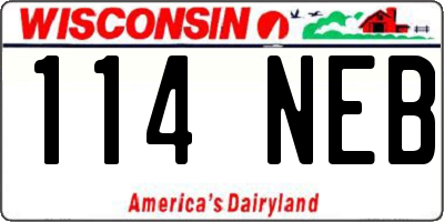WI license plate 114NEB