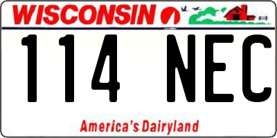 WI license plate 114NEC