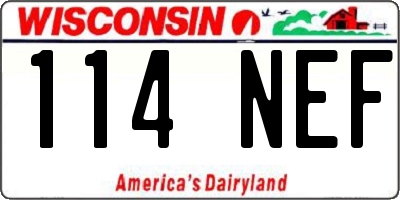 WI license plate 114NEF