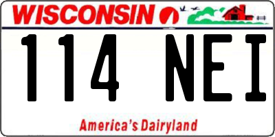 WI license plate 114NEI