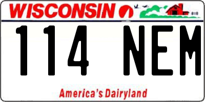 WI license plate 114NEM