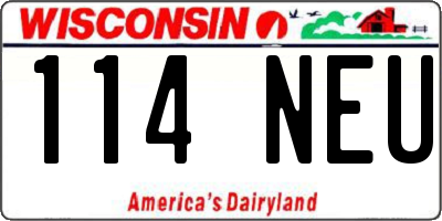 WI license plate 114NEU