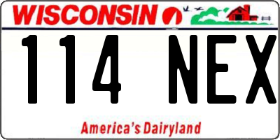 WI license plate 114NEX