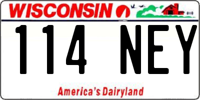 WI license plate 114NEY