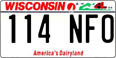 WI license plate 114NFO