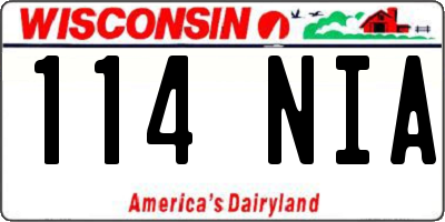 WI license plate 114NIA