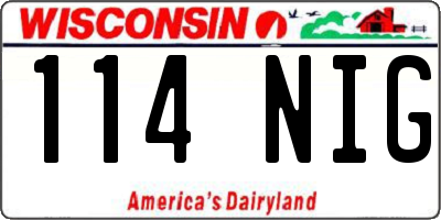 WI license plate 114NIG
