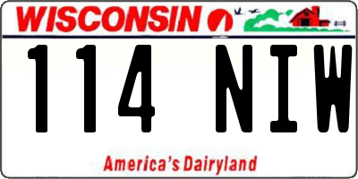 WI license plate 114NIW