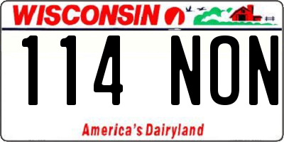 WI license plate 114NON