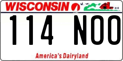 WI license plate 114NOO