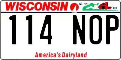 WI license plate 114NOP