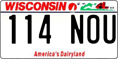 WI license plate 114NOU