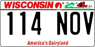 WI license plate 114NOV